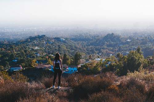 grey woman on mountain sight seeing los angeles